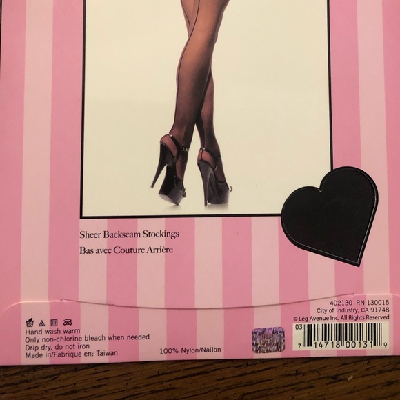 Leg Avenue Black Sheet Backseam Stockings - Picture 3 of 3